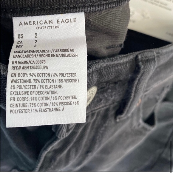 đť…şnew American Eagle Black Highest Rise Mom Shorts Waist Size 26 Distressed - Picture 9 of 10